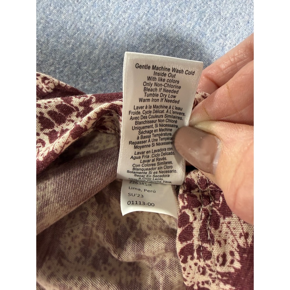 Nation Ltd Judith Top Burgundy Pima Cotton Ruffle Puff Sleeve Blouse Size M - Picture 5 of 7